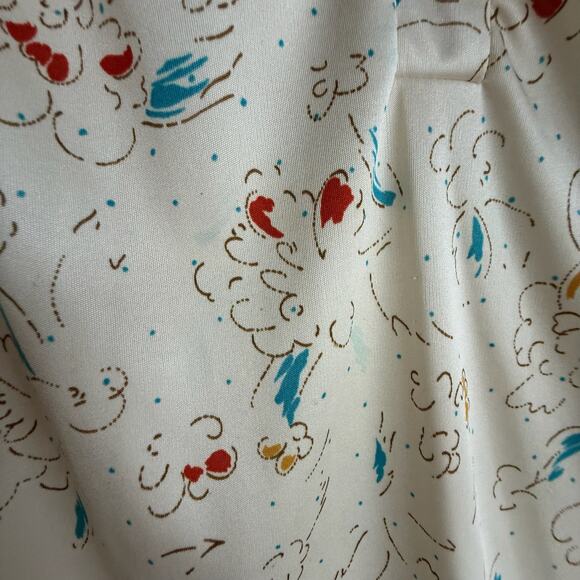 Vintage Cream Floral Print Blouse 70s Style Button Front Poet Sleeve Top Size S - Picture 5 of 5